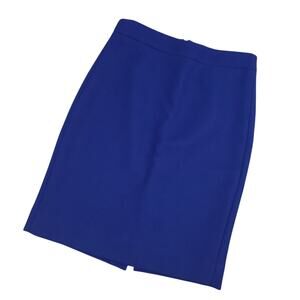J Crew Womens 100% Wool  No. 2 Pencil Midi Skirt Sz 0P Blue Academia Preppy
